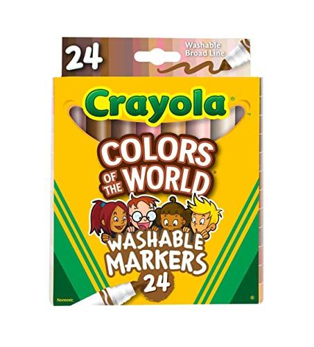 Crayola Colors of The World Markers (24 Count), Skin Tone Markers for Kids, Coloring Book Supplies, Skin Colored Markers, Gifts for Kids