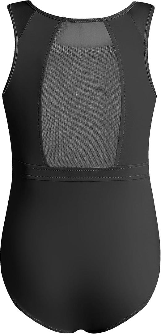 Phineein Girls Gymnastics Leotards Mesh Back - Kids Sleeveless Ballet Dance Leotard with Stylish Power Mesh Cutout Back