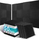 50 Pack Sound Proof Foam Panels for Walls, 2 X 12 X 12 Inches Acoustic Foam Panels, High Density Acoustic Panels Sound Absorbing, Noise Cancelling Studio Wedges, Black (NOT INCLUDE ADHESIVE)