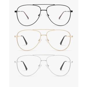 AMOMOMA Trendy Aviator Reading Glasses for Women,Men Blue Light Blocking Computer Readers Retro Metal Frame AM6162, +1.00