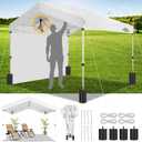COBIZI 10x10 Pop up Canopy Portable Garage with 1-Button Push Center Lock, Car Port Garage with 1 Sidewalls UV Resistant Waterproof All-Season Tents Shelter for Truck