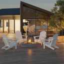 MUCHENGHY Folding Adirondack Chairs, Patio Chairs, Lawn Chairs, Outdoor Chairs, Adirondack Chair Plastic, Fire Pit Chairs, Weather Resistant with Cup Holder for Deck, Backyard, Garden(White)
