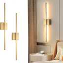 Wall Sconces Set of Two, LED Dimmable Sconces Wall Lighting, Brushed Gold Modern Wall Sconce Light for Bathroom, Living Room, Bedroom, Hardwi (28Inch)