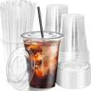 Plastic Cups, Lids, Straws, 16oz,70 pcs