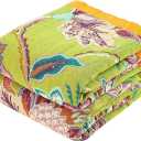 XIBLC Fall Throw Blanket, 100% Cotton Soft Rustic Boho Throw Blanket for Bed, 80"x90" Farmhouse Decor Bed Flower Blankets, Light Weight Reversible Bohemian Throw Quilt