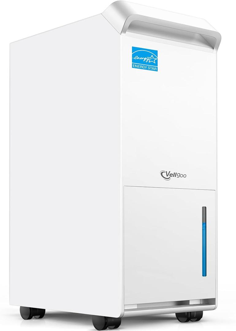 4,500 Sq.Ft Most Efficient Energy Star 2024 Dehumidifier,Vellgoo 52 Pint/Day Dehumidifier for Basement with Drain Hose, Smart Humidity Control, for Home, Bedroom, Bathroom, Garage (White)
