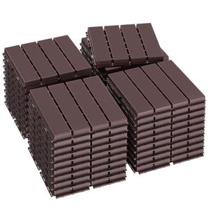 Goovilla Plastic Interlocking Deck Tiles, 36 Pack Balcony Flooring, 12"x12" Waterproof Outdoor Flooring All Weather Use, Patio Floor Decking Tiles for Porch Poolside Backyard Concrete, Dark Brown