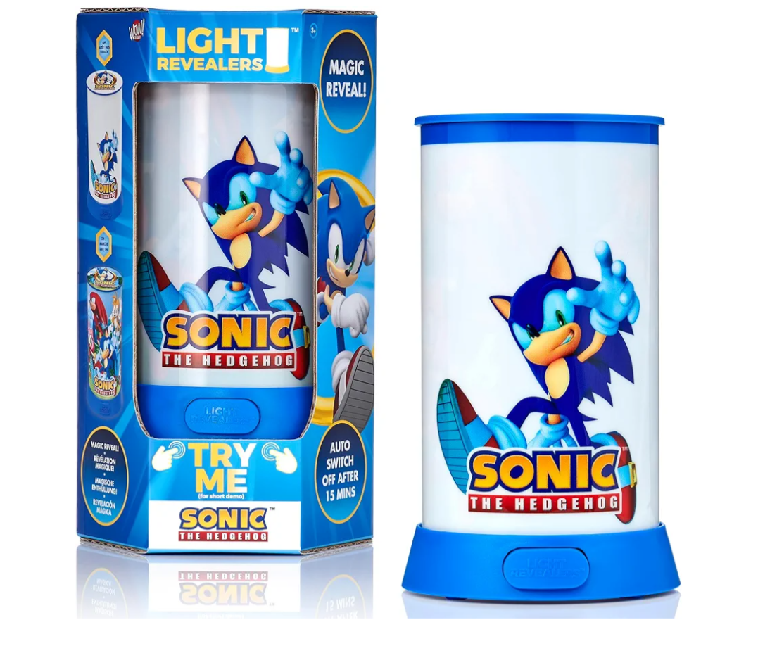 Wow Stuff! Light Revealers Lamp - Sonic The Hedgehog - 7.5" Night Light, 360 Image Scene & Character Reveal, Auto-Off, Illuminating Kids Room Decor