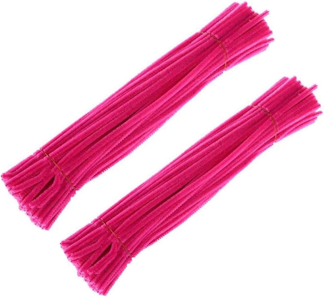 11.8'' 200PCS Christmas Pipe Cleaners Tinsel Chenille Stems Pipe Cleaners for Creative Craft and DIY Project(Fushia)