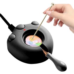 Electric Wax Seal Stamp Warmer,Black Electrice Sealing Stamp Warmer Melter for Melting Wax Seal Beads Sticks with Spoon, Stirring to Do DIY Craft (Black)