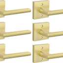 goldenwarm Brushed Gold Dummy Door Handles  Non-Turning Decorative Interior Lever for Pantry, French Doors & Closets (3 Pack/6 Pieces)