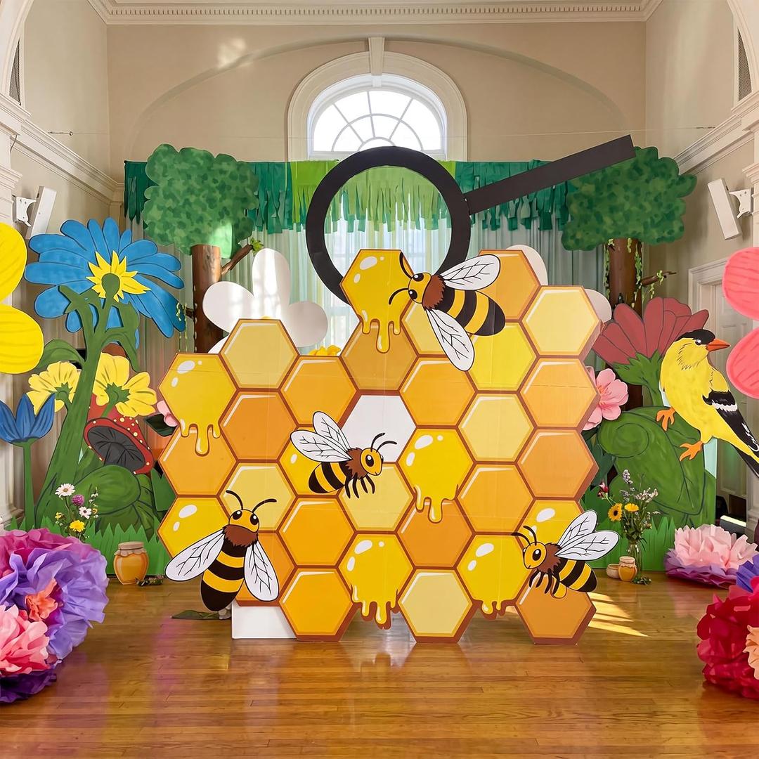 Lineshading Vbs 2026 Decorations Religious Magnifying Glass Theme Vbs Stand up Cardboard Decoration Rainforest Background Decor for Vacation Bible School Church Classroom Photo Props, 3.94 x 4.63 ft/ 1.2 x 1.41 m