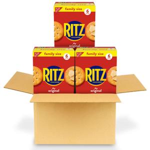 RITZ Original Crackers, Snacks for Kids and Adults, Bulk Lunch Snacks, Family Size, 3 Boxes (EXP 03/27/26)