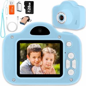 Kids Selfie CameraKids Camera Toys for 3-12 Years Old Girls BoysPortable Children Digital Video Camcorder Camera with OTG Adapter Instantly Share PhotosBest Chritmas Gift for Kid with 128G SD Card