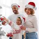 3 Pcs Christmas Santa Hat with Gray Fur Plush Pom Pom Xmas Hats for Adults Red White Christmas Santa Claus Party Supplies