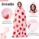 Strawberry Wearable Blanket Hoodie for Women, Oversized Cozy Sherpa Hoodie Blanket, Cute Pink Hooded Sweatshirt, Warm Gift for Mom, Mother's Day Gift
