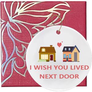 Friends Gifts for Women,Friendship Ornament,Birthday Gifts for Friends,Bestie,BFF,Sister, Boyfriend,Girlfriend,I Wish You Lived Next Door Ceramic Ornament