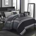 Chic Home Zarah Colorblock Queen Size Comforter Set, 10-Piece King Bedding Set with Queen Comforter, Shams, Decorative Pillows, and Sheet Set - Bed in a Bag Queen (Grey)