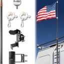 Telescoping Flag Pole, RV Ladder Flag Pole Kit, Carbon Fiber Tailgate Flag Pole - 20ft Adjustable, Upgraded Metal Hook, Suitable for Tailgate Parties, Camping and Outdoor Activities