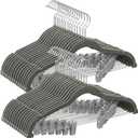 SONGMICS 30 Pack Pants Hangers, 16.7 Inches Long Velvet Trousers Hangers with Adjustable Clips, Heavy-Duty, Non-Slip, Space-Saving for Pants, Skirts, Coats, Dresses, Tank Tops, Gray UCRF12V30