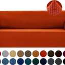 Joccun Stretch Couch Cover Slipcovers, 1-Piece Sofa Covers for 3 Cushion Couch Spandex Jacquard Washable Furniture Protector Cover for Living Room,Kids,Pets(Sofa,Pureed Pumpkin)