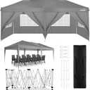 COBIZI Pop Up Canopy Tent 10x20 Canopy with Sidewalls Party Tent Ez Up Instant Shelter Waterproof 10x20 Outdoor Gazebo Large Canopy Tents for Parties with Carry Bag (Grey, 10x20FT with 6 Sides)