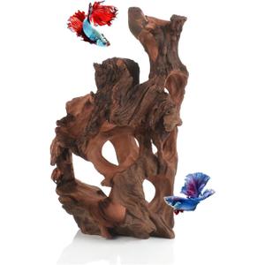 Natural Wood Aquarium Cave Betta Fish Hideout for Aquarium Fish Tank Decorations-Reptile Hide-Snake Hide-Cave for Cichlids Habitat Shelter for Crayfish Shrimp and Other Aquatic Pets 9-11.8" (10.2-11.8 Inch, multi-hole)
