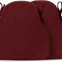 Windsor Dining Chair Cushions Set of 2, Thick Non Slip Kitchen Chair Pads with Ties & Removable Washable Cover, Indoor Seat Cushion 17" x 16" x 2", Burgundy
