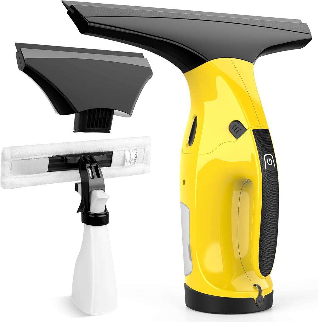 Rechargeable Window Vac, Electric Window Vacuum Squeegee, with 11 in. and 6.7 in. Squeegee Blades, Cordless Window Vacuum Cleaner Set for Cleaning Windows, Shower Doors, Mirrors, Tiles