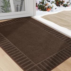BEQHAUSE Door-Mat Non-Slip Front Doormat Low-Profile Entrance Mats for Front Door Entry Resist Dirt Washable Doormat Absorbent Entryway Door Mat,Brown,32"x48"