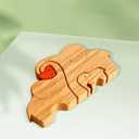 Family Wood Love Animal Puzzle Decoration- Wooden Bear Puzzle, Customized Wooden Oak Decorative Piece for Home Decor and Thoughtful Christmas Birthday Gifts Couple Friends,2-6 PCS (3 Elephants)