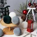 Syhood 46 Pcs Velvet Christmas Ornaments - 15 Pcs 3.15" Large Christmas Balls, 30 Flocked Bows, 1 Velvet Ribbon, Xmas Tree Hanging Decorations for Vintage Xmas Holiday Decor(Emerald/Grey/White)