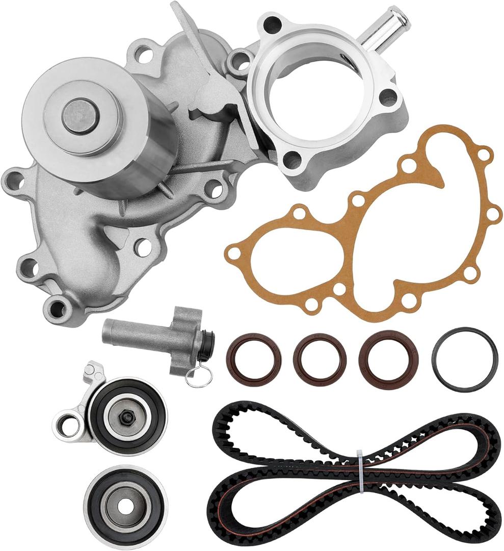 Engine Timing Belt Kit with Water Pump, Compatible With 1995-2004 Toyota 4Runner, T100, Tacoma, Tundra 3.4L V6 DOHC 24V 5VZFE, Replaces# TKT-025, TKT025, TBK271