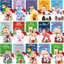 Hollowfly 15 Sets Christmas Plush Bulk Mini Stuffed Animals with Xmas Cards Mini Plush Toy with Hat for Xmas Party Favors Christmas Classroom Prizes Gifts Exchange Stocking Fillers