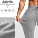 G Gradual Men's Joggers with Zipper Pockets Stretch Tapered Sweatpants Athletic Pants for Men Workout Running Gym (Gray, M)
