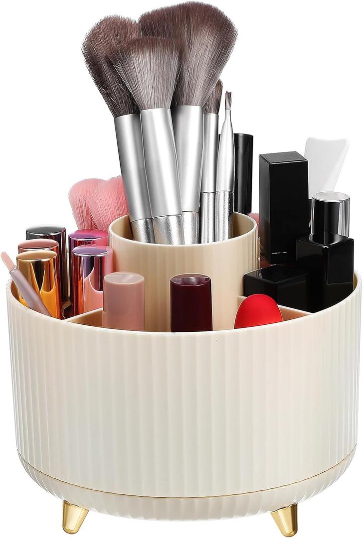 Makeup Brush Holder Organizer 360  Rotating Makeup Organizer Makeup Brushes Holder Cosmetic Container Divided Make up Brushes Cup Makeup Brush Organizer for Vanity Desktop