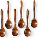 6 PCS Wooden Spoons for Honey, 6.7 inch Small Wooden Spoons - Terrific for Tea, Coffee & Soup, Little Wood Serving Table Spoon Set, Bulk Bamboo Teaspoon for Eating with Unique Design