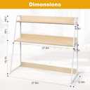 2-Tier Desktop Bookshelf & Hutch - Fits Over Large Monitors - Modern Desk Organizer with Metal Frame - Vertical Storage for Small Desks, Home Office, Dorm, Makeup Vanity (Blonde Wood/White), 37.4 x 12.6 x 35.4 inches