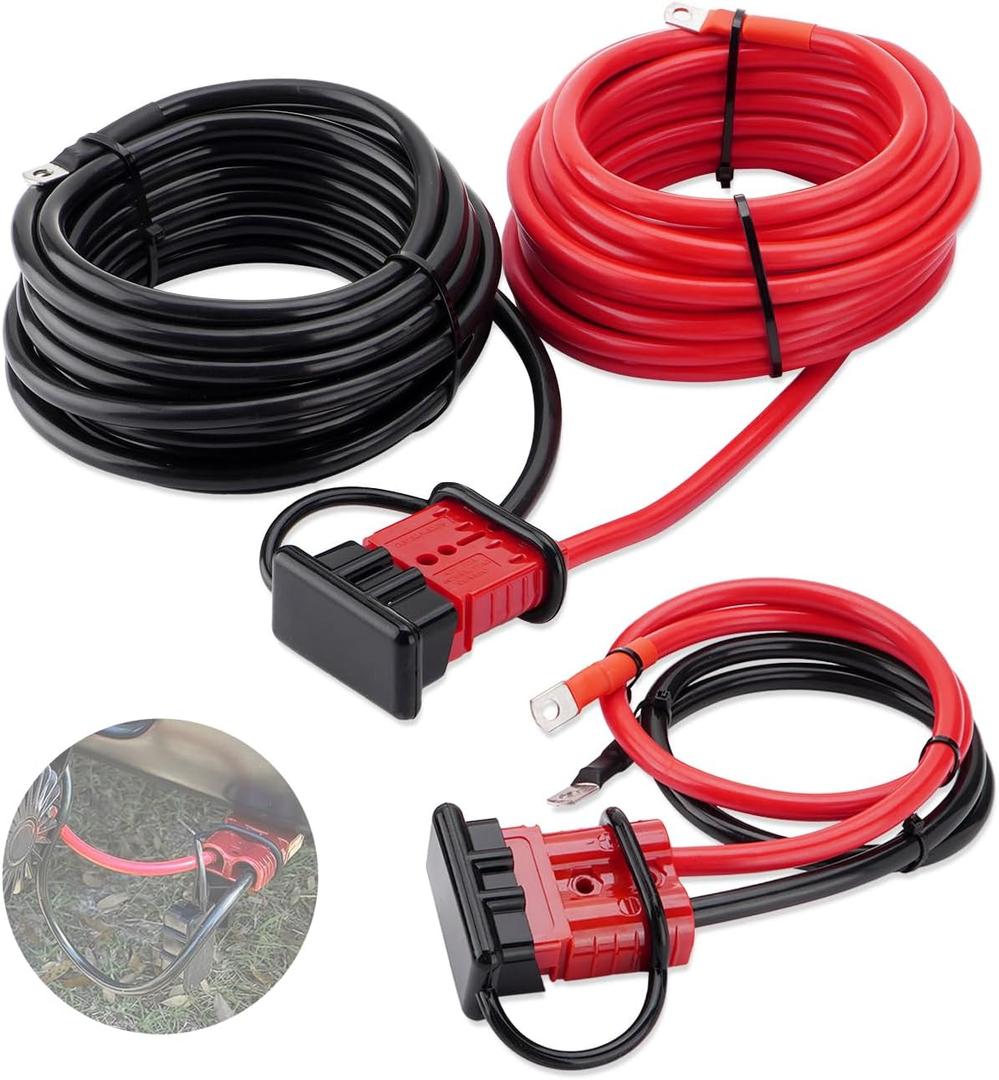 24 FT Quick Disconnect Winch Power Cable, 6 Gauge 6 AWG Copper Wiring, Heavy Duty Quick Disconnect Cables