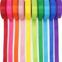 2 x MEEDEE 3/8 Inch Satin Ribbon Set 10 Rolls Rainbow Double Face Ribbon for Gift Wrapping, 5 Yards Each (Total 50 Yards), Decorative Ribbon for Presents & Party Favors