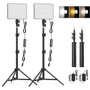 30W Upgraded Photography Lighting Kit, Anautin 2-Pack LED Video Lighting for Video Recording, 3700Lux Studio Lights with Tripod Stand for Photography, Streaming, Gaming, Podcast, Filming, Vlogging