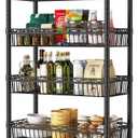 SINGAYE 6 Tier Basket Shelf Wire Shelving Unit Adjustable Storage Shelves Big Basket Rack for Garage Kitchen Office Pantry Corner 13.5" D x 30" W x 65" H Black