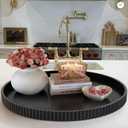 Gurfuy 24" Round Extra Large Ottoman Serving Tray - Rustic Wooden Table Tray for Farmhouse Decorative Oversized Coffee Table Trays Living Room Kitchen Counter Breakfast Black