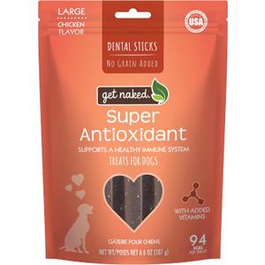 Get Naked Grain Free 1 Pouch 6.6 Oz Super Antioxidant Dental Chew Sticks, Large (EXP 09/05/27)