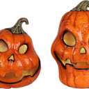 COLLECTIVE HOME - Haunted Talking Pumpkin Pair Halloween Decoration, Motion Activated Sensor with Spooky & Funny Dialogues, Indoor Animated Prop for Home, Party, Haunted House Decor