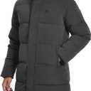 Pioneer Men's Extra Long Parka Winter Coats Hooded Puffer Jacket Heavy Warm Water-resistant Outerwear Cold Weather XL, Dark Grey