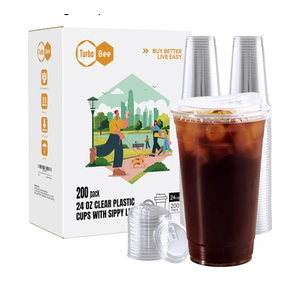 200 Sets Clear Plastic Cups with Strawless Sip Lids, To Go Crystal Clear Disposable Plastic Cups with Lids for Iced Coffee, Smoothies, Soda, Lemonade, Cold Beverage 3 oz