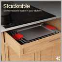 BAKKEN Cookie Sheets for Baking Nonstick Set - 3-Piece Stackable Carbon Steel Baking Sheet Pans Set with Silicone Handles, Non Toxic Cookie Sheets for Baking Bakeware Set - Gray Marble