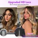 Eawwii Brown Blonde Highlight Wig for Women Long Wavy 4x1 Lace Natural Hairline Glueless for Beginners Middle Part Synthetic for Daily Party Use 26Inch