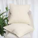 OYIMUA Set of 2 Decorative Chenille Checkered Throw Pillow Covers 16x16 Beige Neutral Farmhouse Vintage Cushion Covers Modern Boho Pillowcases for Sofa Couch Bedroom Living Room Home Decor